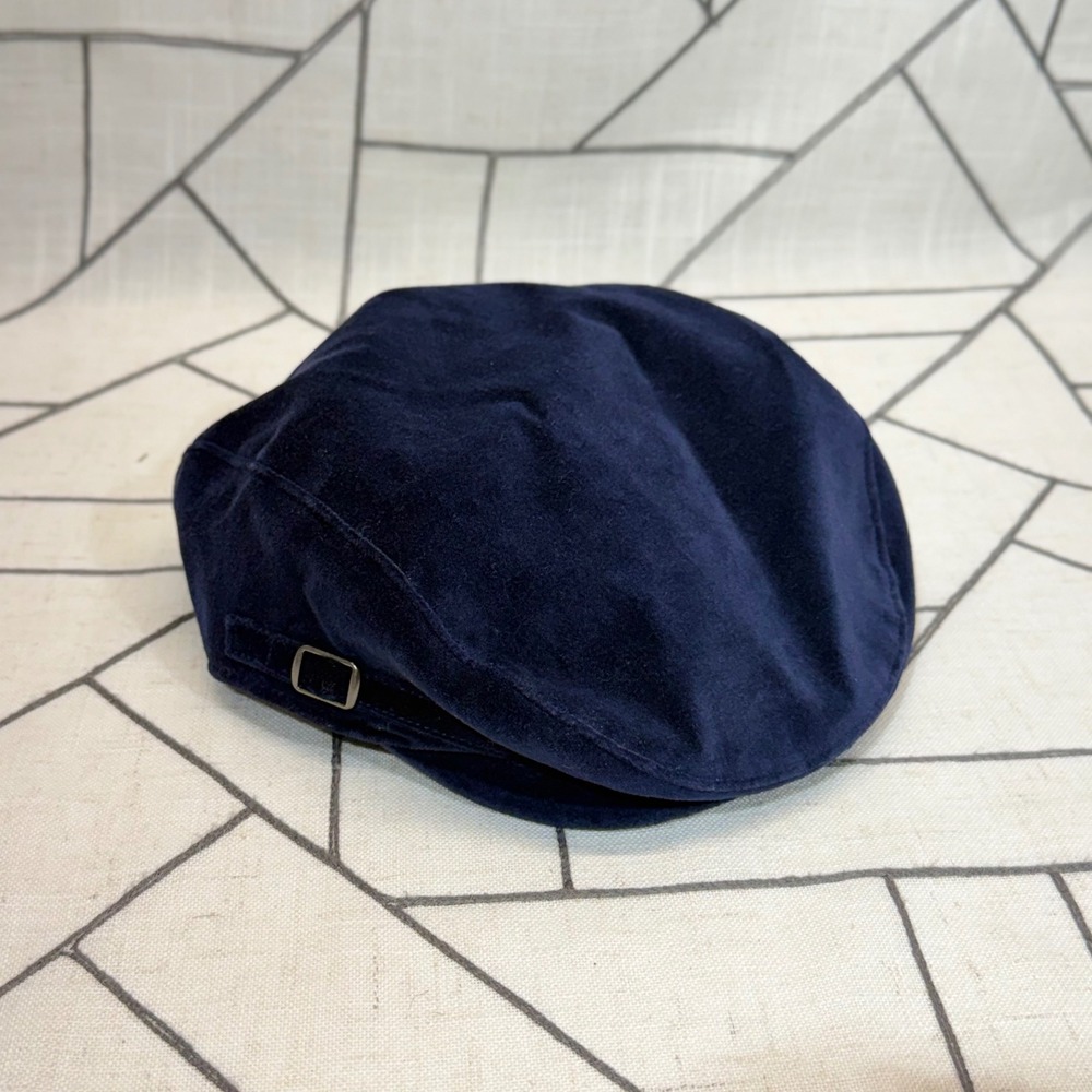 Janie and Jack Driver Cap 2T-3T Navy Blue Velvet Flat Cap Side Buckles